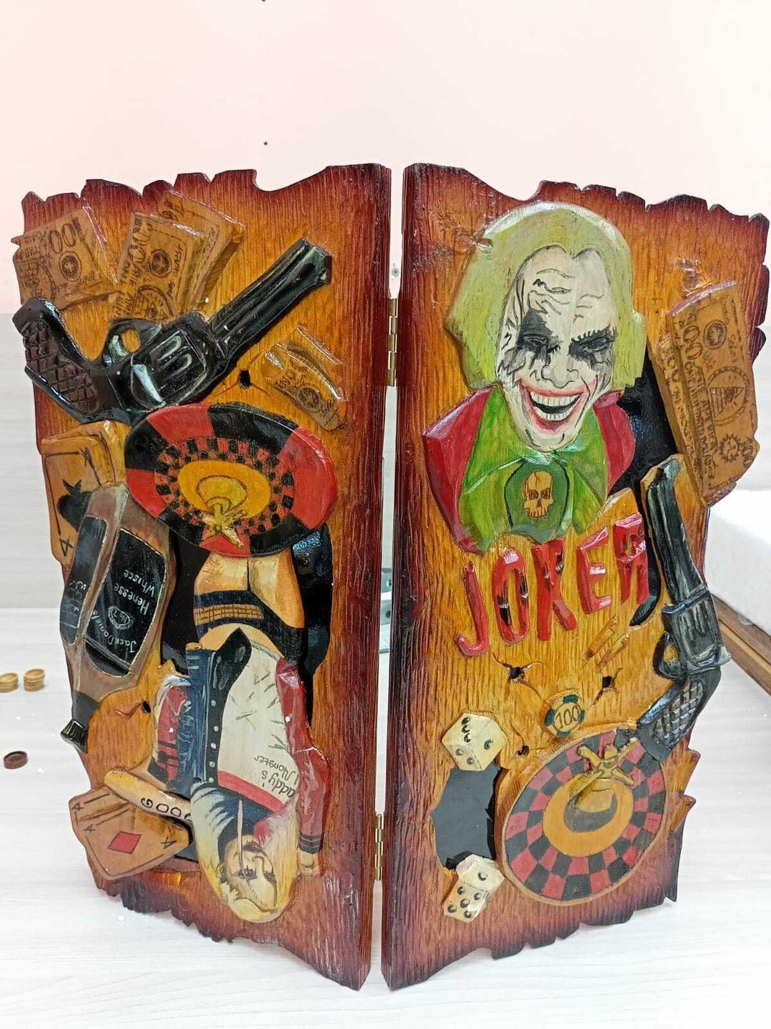 Backgammon Set joker and Harley Oak Handmade Etsy