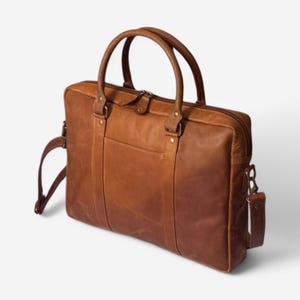 Schlanke Leder Umhängetasche - Vollkorn-Laptop-Aktentasche, große Schulranzen-Crossbody-Schultertasche Bestes Weihnachtsgeschenk, Businesstasche mit Top-Griff