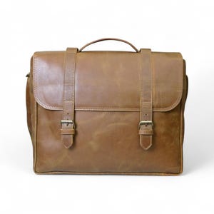Personalized Leather Messenger Bag for Men - Monogram Crossbody Satchel | Laptop Briefcase | Special | Christmas & Graduation Gifts for Him