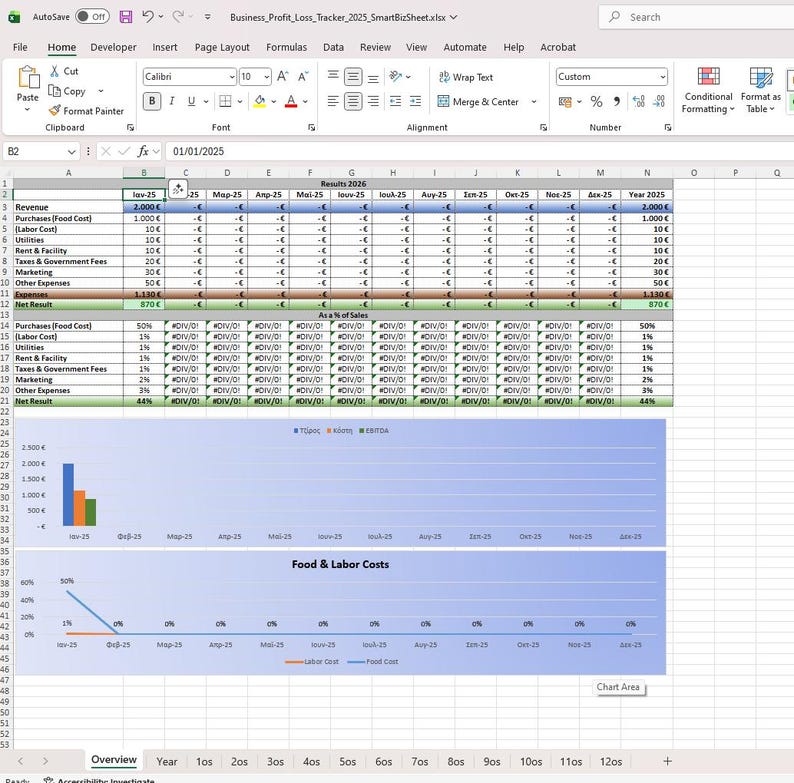 2026 Business Profit and Loss Tracker | Excel Spreadsheet Template ...