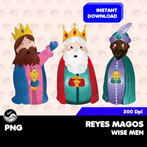 Reyes Magos, Imágenes en PNG de los 3 reyes magos para sublimación y Dtf en camisetas, tazas, termos. Tarjetas y felicitaciones navideñas.