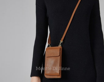 Montte Di Jinne – Women Genuine Italian Leather Crossbody Phone Bag Lanyard Purse Blocking Shoulder Wallet Handbag with Adjustable Straps