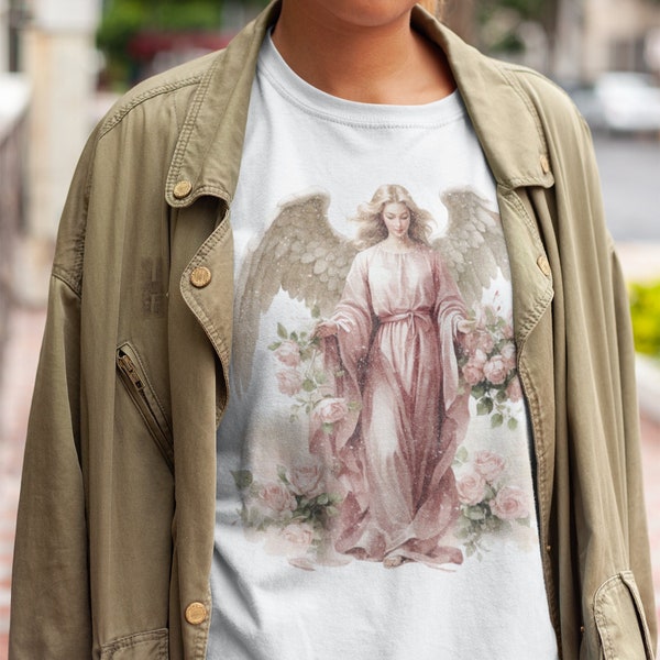 Beautiful angelcore vintage renaissance style Softstyle T-Shirt, Angels, faith , graphic tee, boho chique,MJ Lisboa 2023, cottagecore