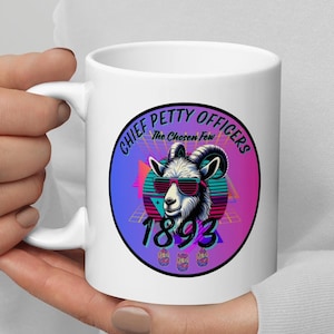 Retro 80s Chief Petty Officer Goat Ceramic Mug (11oz) | Navy Chief Pride