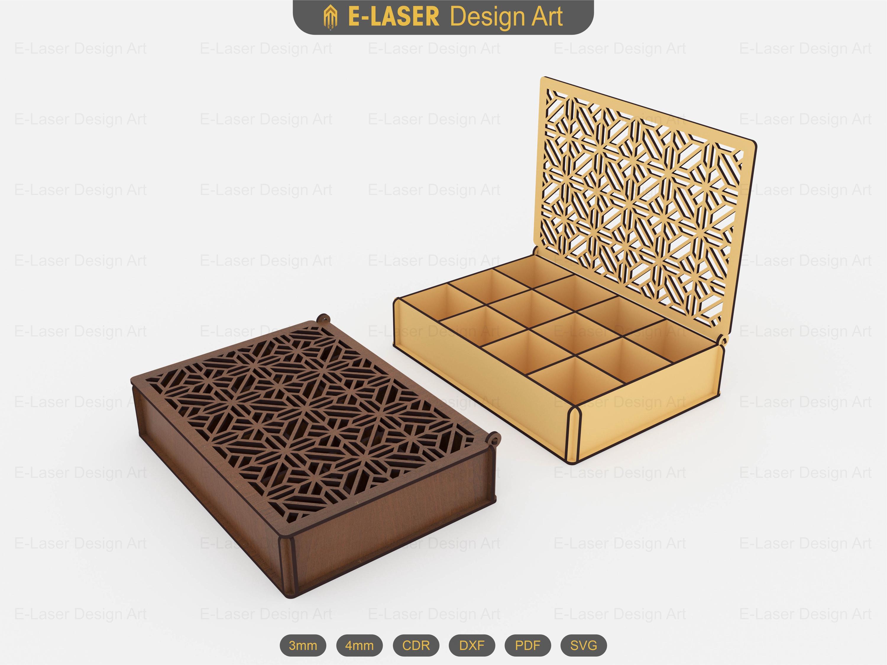 Decorative Storage Box Laser Cut Svg Files, Laser Cut Gift Box, Jewelry Box Files, Vector Files For Laser Cutting
