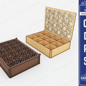 Scatola portaoggetti decorativa File Svg tagliati al laser, Confezione regalo tagliata al laser, File per portagioielli, File vettoriali per il taglio laser
