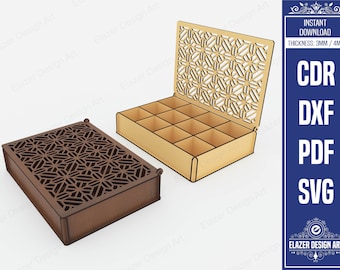 Decorative Storage Box Laser Cut Svg Files, Laser Cut Gift Box, Jewelry Box Files, Vector Files For Laser Cutting