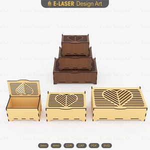 3 Different Size Decorative Storage Box Laser Cut Svg Files, Laser Cut Gift Box, Jewelry Box Files, Vector Files For Laser Cutting