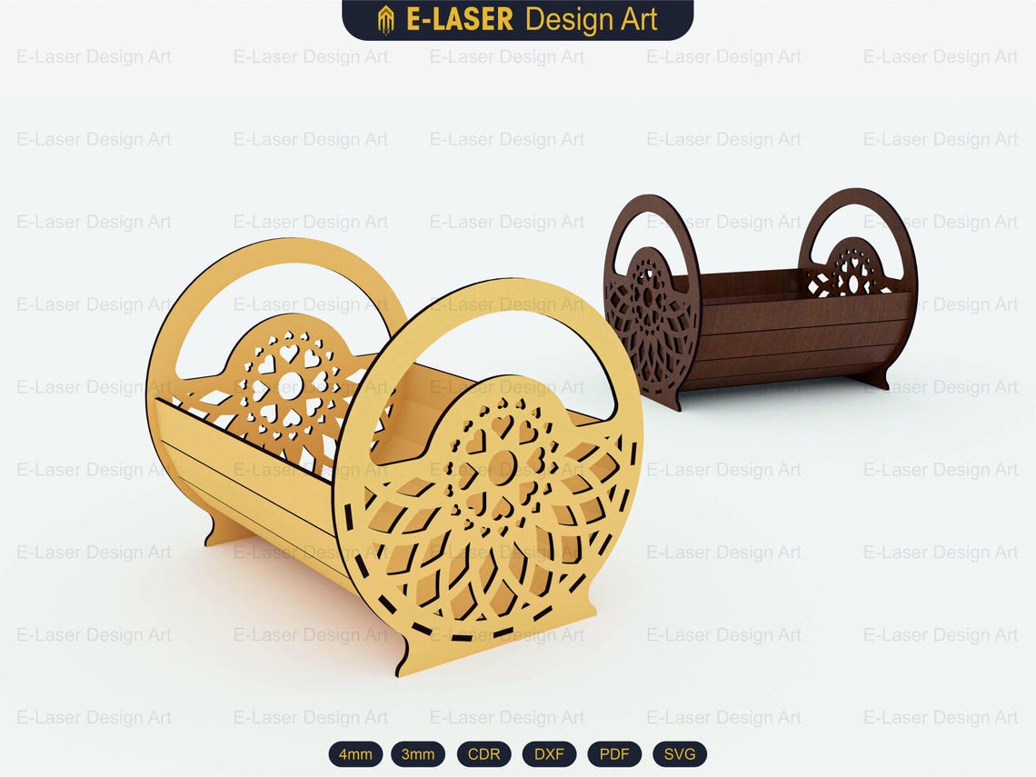Laser Cut Decorative Basket Svg Files, Vector Files for Laser Cutting ...