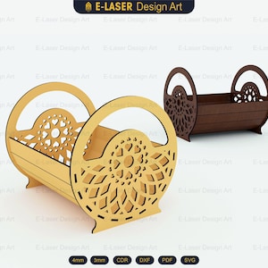 Archivos SVG de cestas decorativas cortadas con láser, archivos vectoriales para corte láser