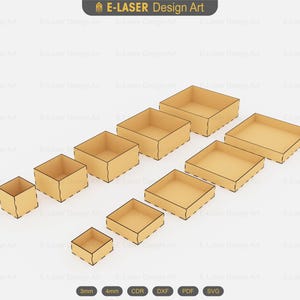 10 Different Sizes Storage Box Laser Cut Svg Files, Vector Files For Laser Cutting