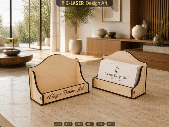 Business Card Holder Laser Cut Svg Files, Vector Files For Laser Cutting