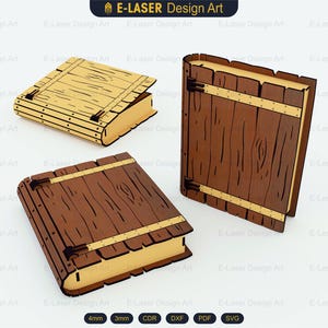 Buch Box Laser Cut SVG-Dateien, Holz Geschenk Buchbox, Vektordateien für das Laserschneiden