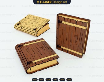 Book Box Laser Cut Svg Files, Wood Gift Book Box, Vector Files For Laser Cutting