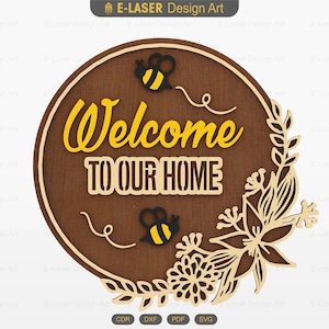 Welcome Door Hanger Laser Cut Svg Files, Vector Files For Laser Cutting