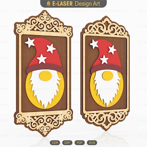 Framed Gnome Laser Cut Svg Files, Vector Files For Laser Cutting