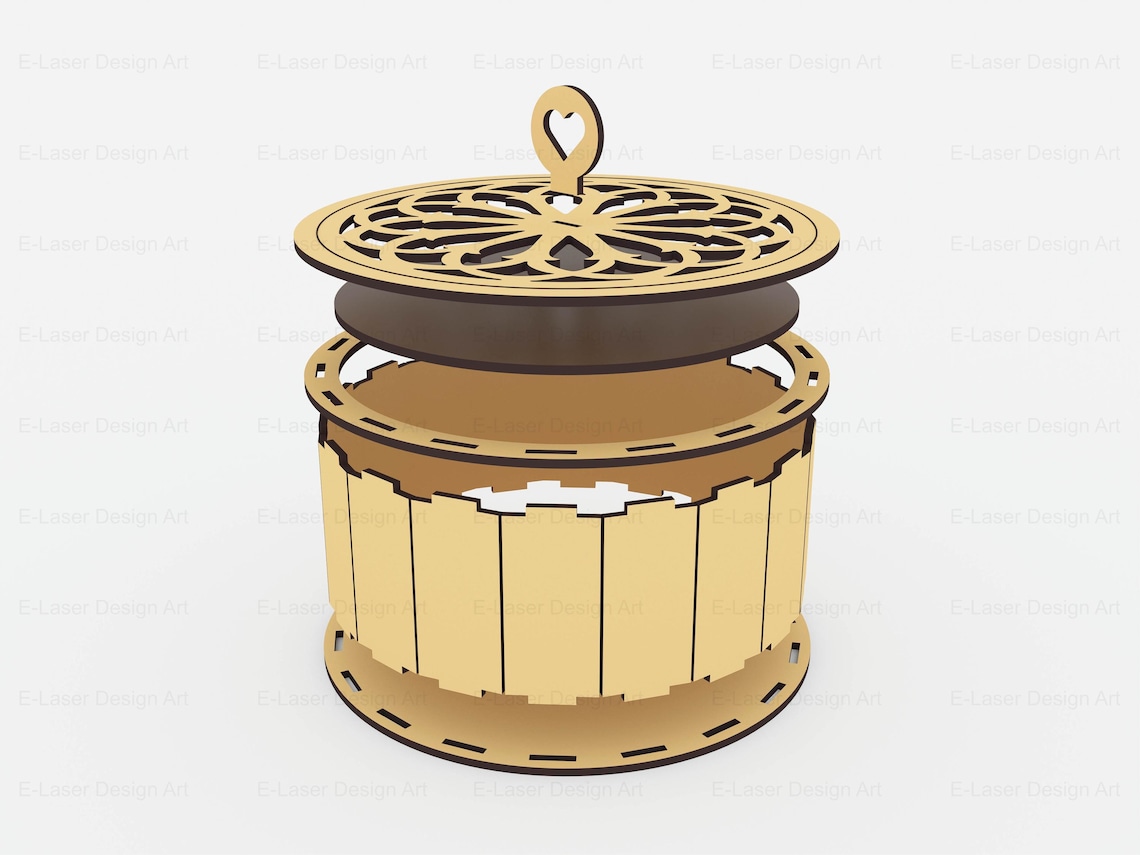 Decorative Round Box Laser Cut Svg Files, Laser Cut Gift Box, Vector ...