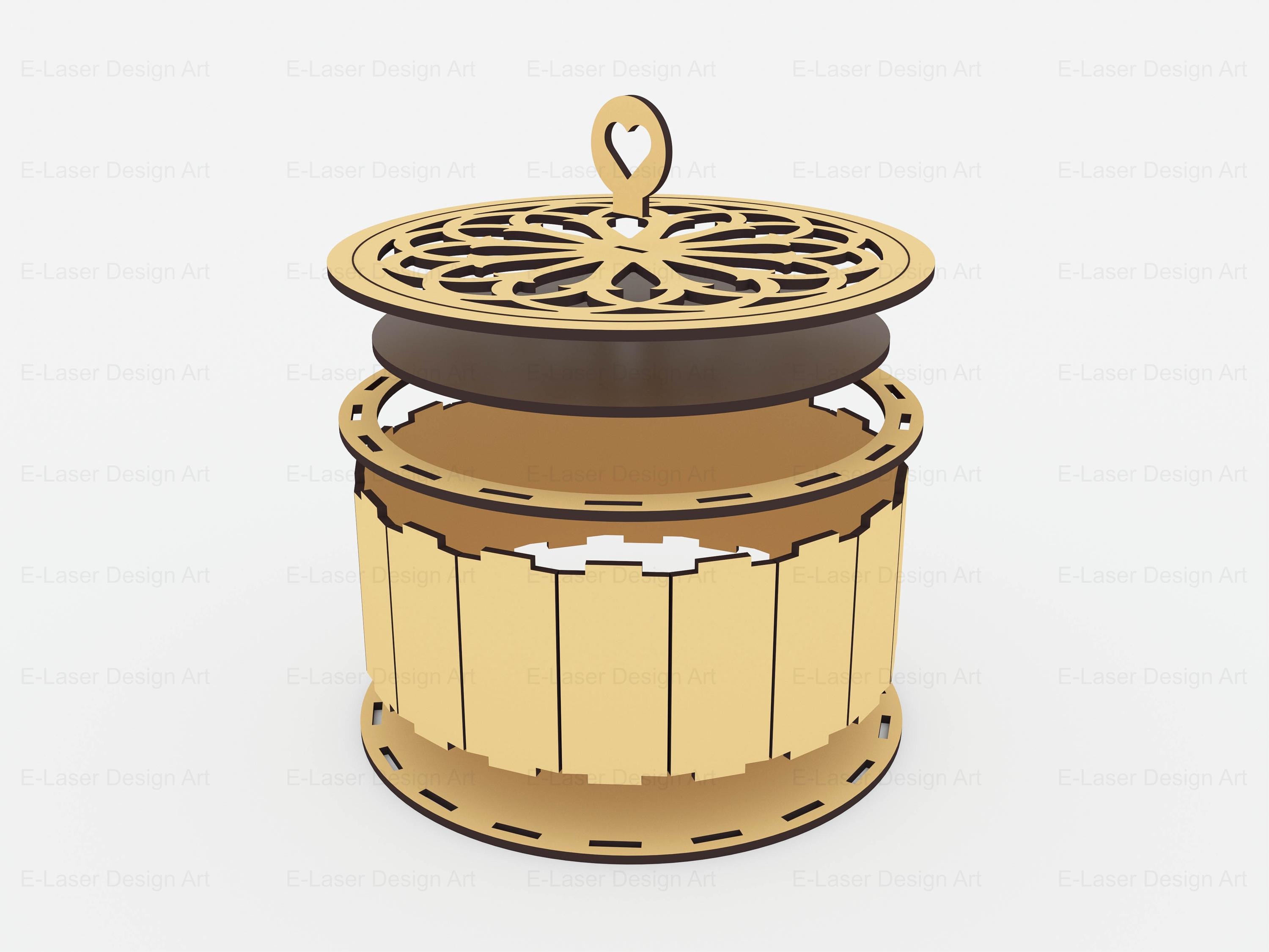 Decorative Round Box Laser Cut Svg Files, Laser Cut Gift Box, Vector ...