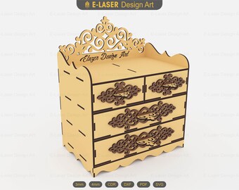 Chest of Drawers Box Laser Cut Svg Files, Vector Files for Wood Laser ...