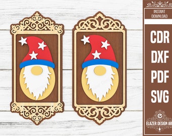 Framed Christmas Gnome Laser Cut Svg Files, Vector Files For Laser Cutting