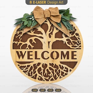 Welcome Door Hanger Laser Cut Svg Files, Vector Files For Laser Cutting
