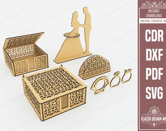 6 Pcs Napkin Holder Laser Cut Svg Files, Napkin Holder Bundle Files, Vector Files For Laser Cutting