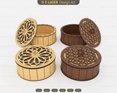 Decorative Round Box Laser Cut Svg Files, Laser Cut Gift Box, Vector Files For Laser Cutting