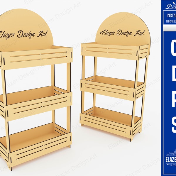 Laser Cut Display Stand Svg Files, 3 Shelf Display Stand