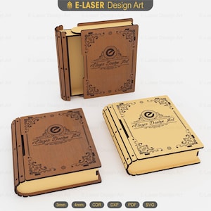 Slider Book Box Laser Cut Svg Files, Wood Gift Slider Book Box, Vector Files For Laser Cutting