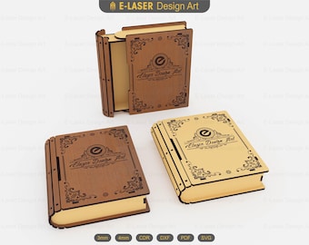 Slider Book Box Laser Cut Svg Files, Wood Gift Slider Book Box, Vector Files For Laser Cutting