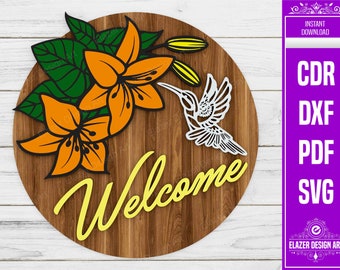 Door Hanger Laser Cut Welcome  Svg Files, Vector Files For Laser Cutting