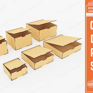 Con pacchetto di scatole con coperchio ribaltabile File Svg tagliati al laser