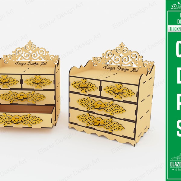 Chest Of Drawers Laser Cut Svg Files, Decorative Jewelry Box Files, Vector Files For Laser Cutting