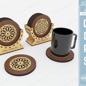 Sottobicchieri decorativi in scatola tagliati al laser file Svg, file vettoriali per il taglio laser