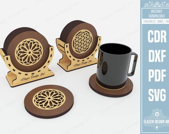 Decorative Boxed Coasters Laser Cut Svg Files, Vector Files For Laser Cutting