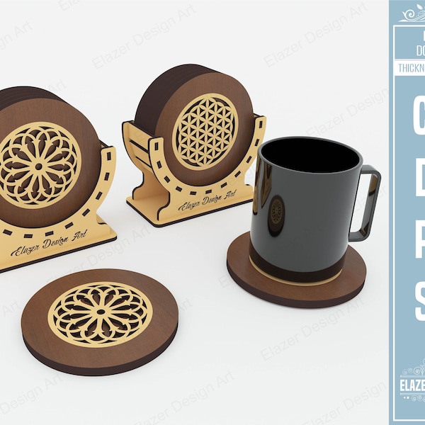 Decorative Boxed Coasters Laser Cut Svg Files, Vector Files For Laser Cutting