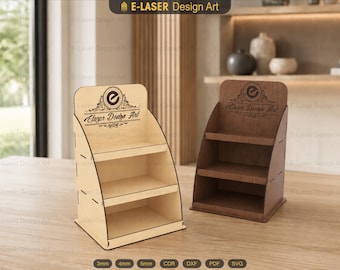 Laser Cut Display Stand Svg Files, 3 Shelf Display Stand