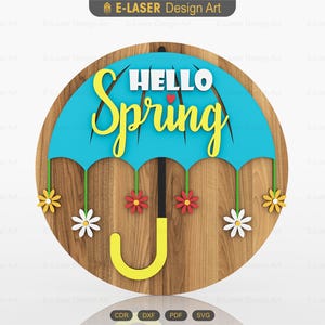Laser Cut Hello Spring Door Hanger Svg Files, Vector Files For Laser Cutting