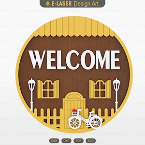 Laser Cut Door Hanger Welcome  Svg Files, Vector Files For Laser Cutting
