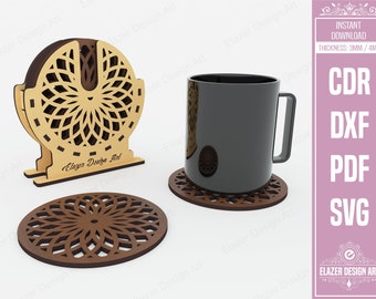 Decorative Boxed Coasters Laser Cut Svg Files, Vector Files For Laser Cutting