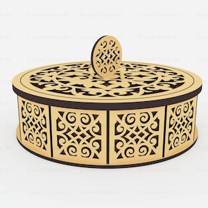 6 Different Patterned Decorative Round Box Laser Cut Svg Files, Laser ...