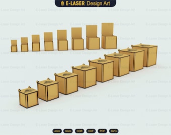 8 Different Size Box Bundle Laser Cut Svg Files, Vector Files For Laser Cutting
