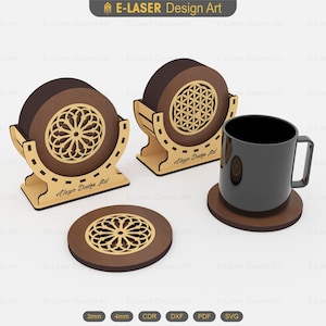 Decorative Boxed Coasters Laser Cut Svg Files, Vector Files For Laser Cutting