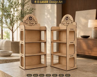 Laser Cut Display Stand Svg Files, 4 Shelf Display Stand