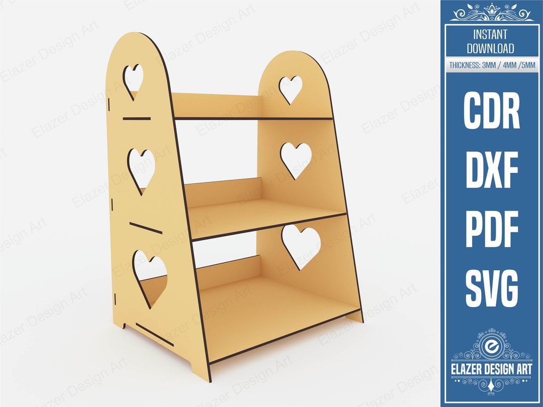 Display Stand Laser Cut Svg Files, 3 Shelf Display Stand Vector Files