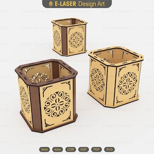 Pencil Holder and Tealigt Holder Laser Cut Svg Files, Laser cut Tealigt, Laser Cut Pencil Holder, Vector Files For Laser Cutting