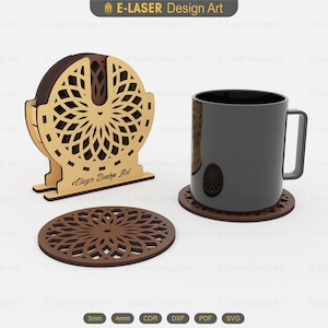 Decorative Boxed Coasters Laser Cut Svg Files, Vector Files For Laser Cutting