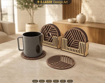 Decorative Boxed Coasters Laser Cut Svg Files, Vector Files For Laser Cutting