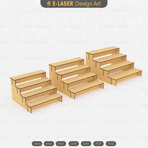 Laser Cut Display Stand Svg Files, 4 Shelf Display Stand Vector Files For Laser Cutting