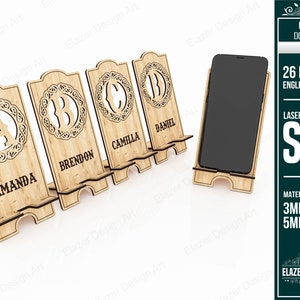 26 Letters Phone Stand Laser Cut Svg Files, Phone Holder Vector Files For Laser Cutting